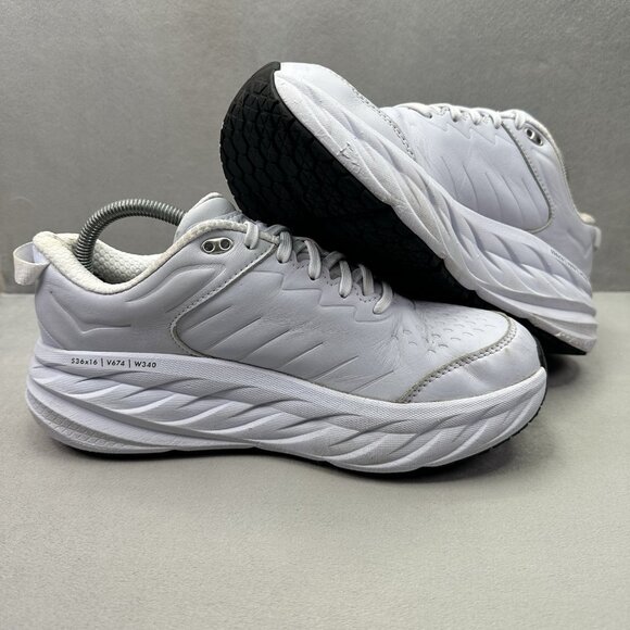 Womens Size 9.5 Hoka One One Bondi SR Work Shoes White Leather Work Non-Slip nby - Picture 5 of 8